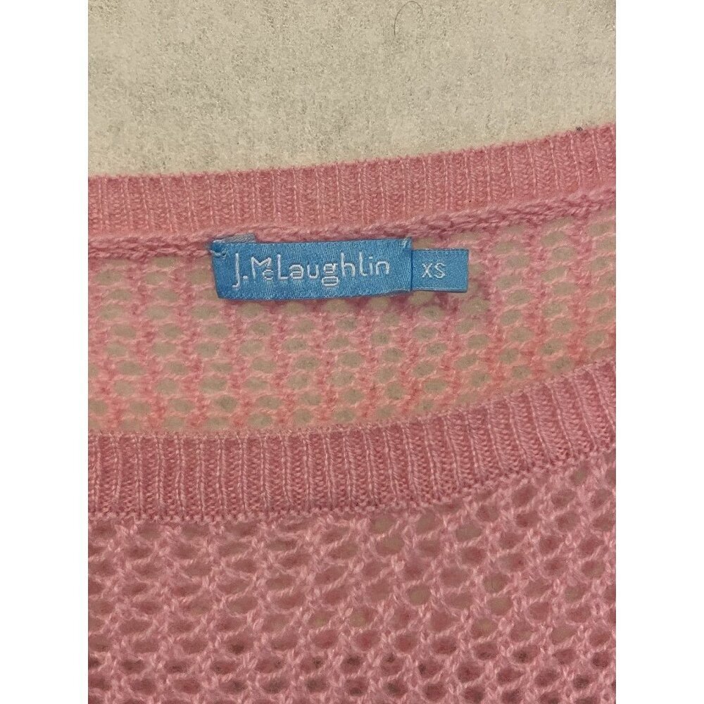 J Mclaughlin Pink Cashmere L/S Sweater XS Open Weave, Beach Preppy - Picture 3 of 8